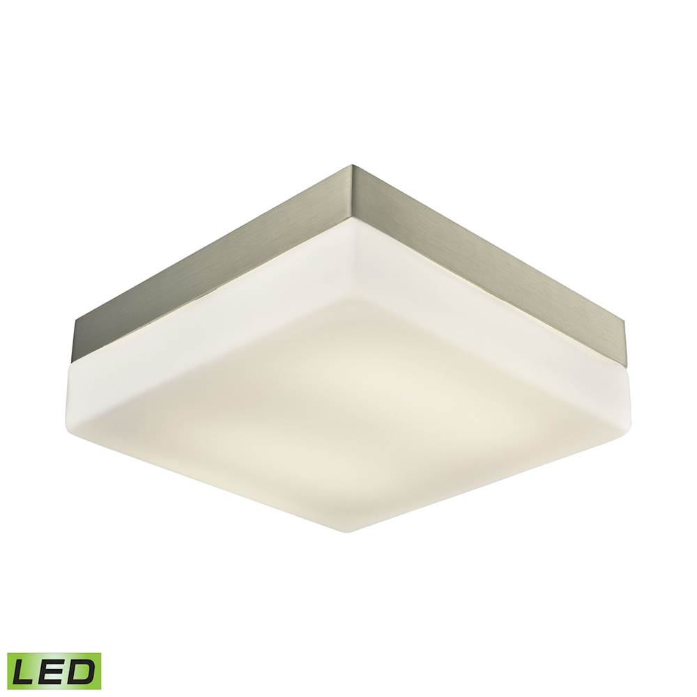 Thomas Lighting Wyngate 2-Light Square Integrated LED Flush Mount in Satin Nickel with Opal Glass - Large