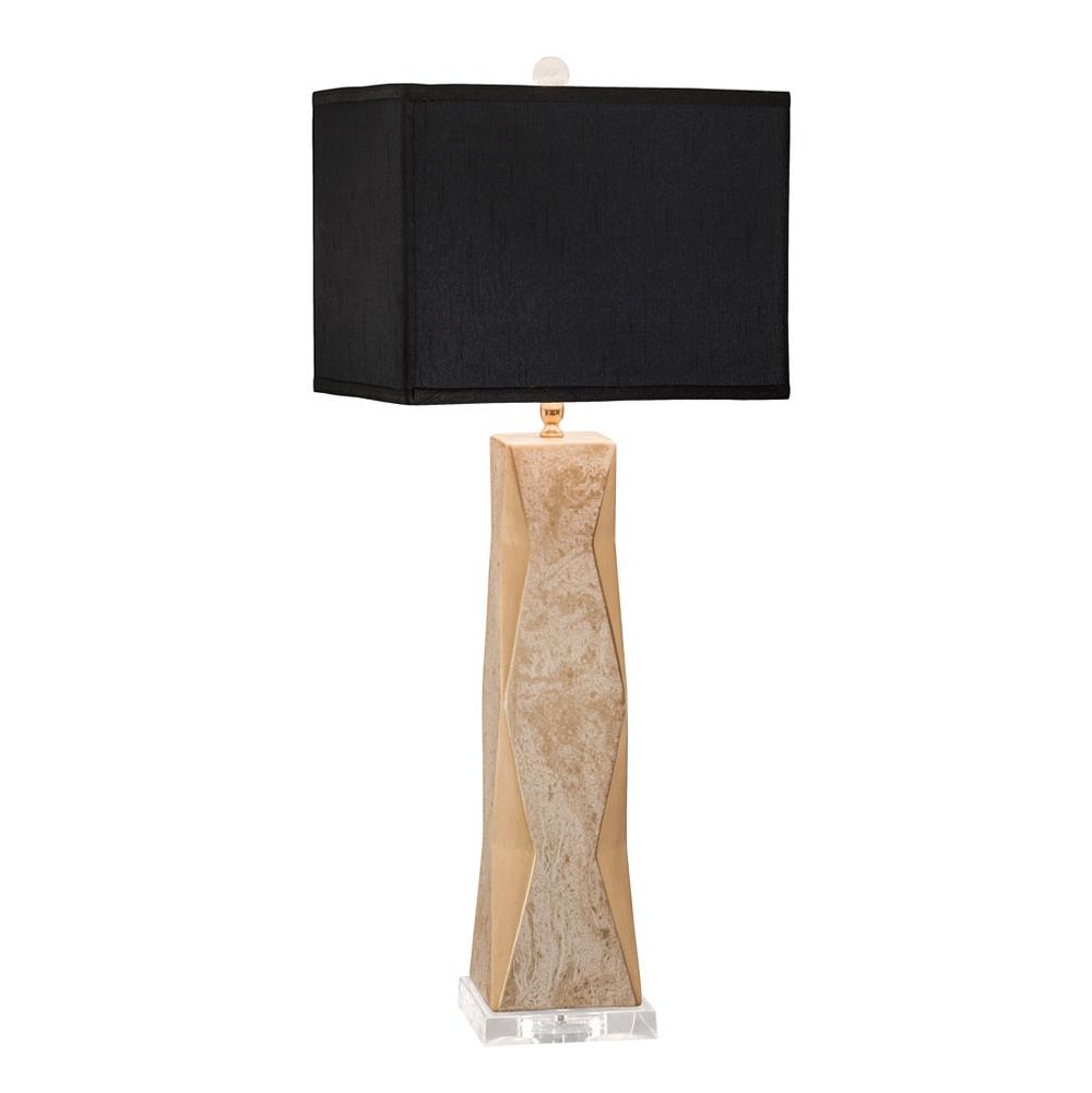Thumprints Geo - Marbled Gold - Black Rectangle Shade  Table Lamp
