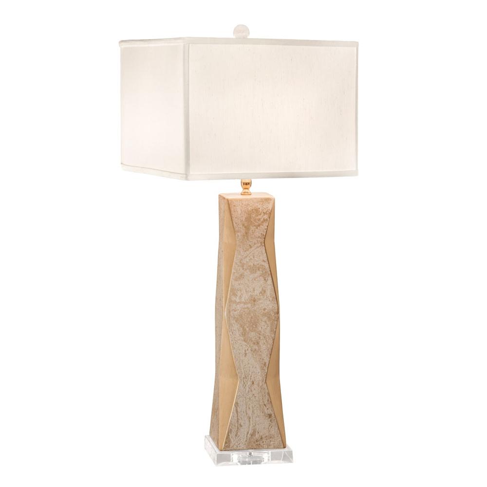 Thumprints Geo - Marbled  Gold - Off White Square Shade   Table Lamp