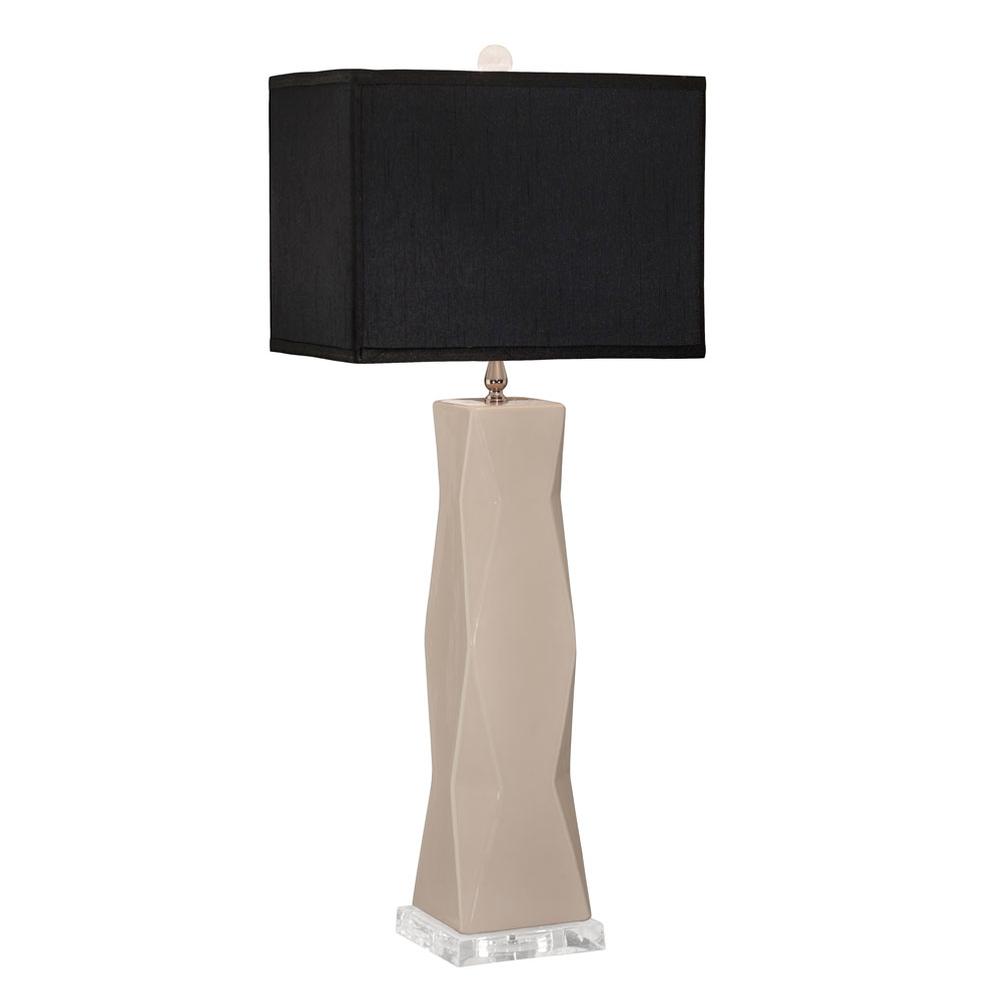 Thumprints Geo - Ivory - Black Rectangle Shade  Table Lamp