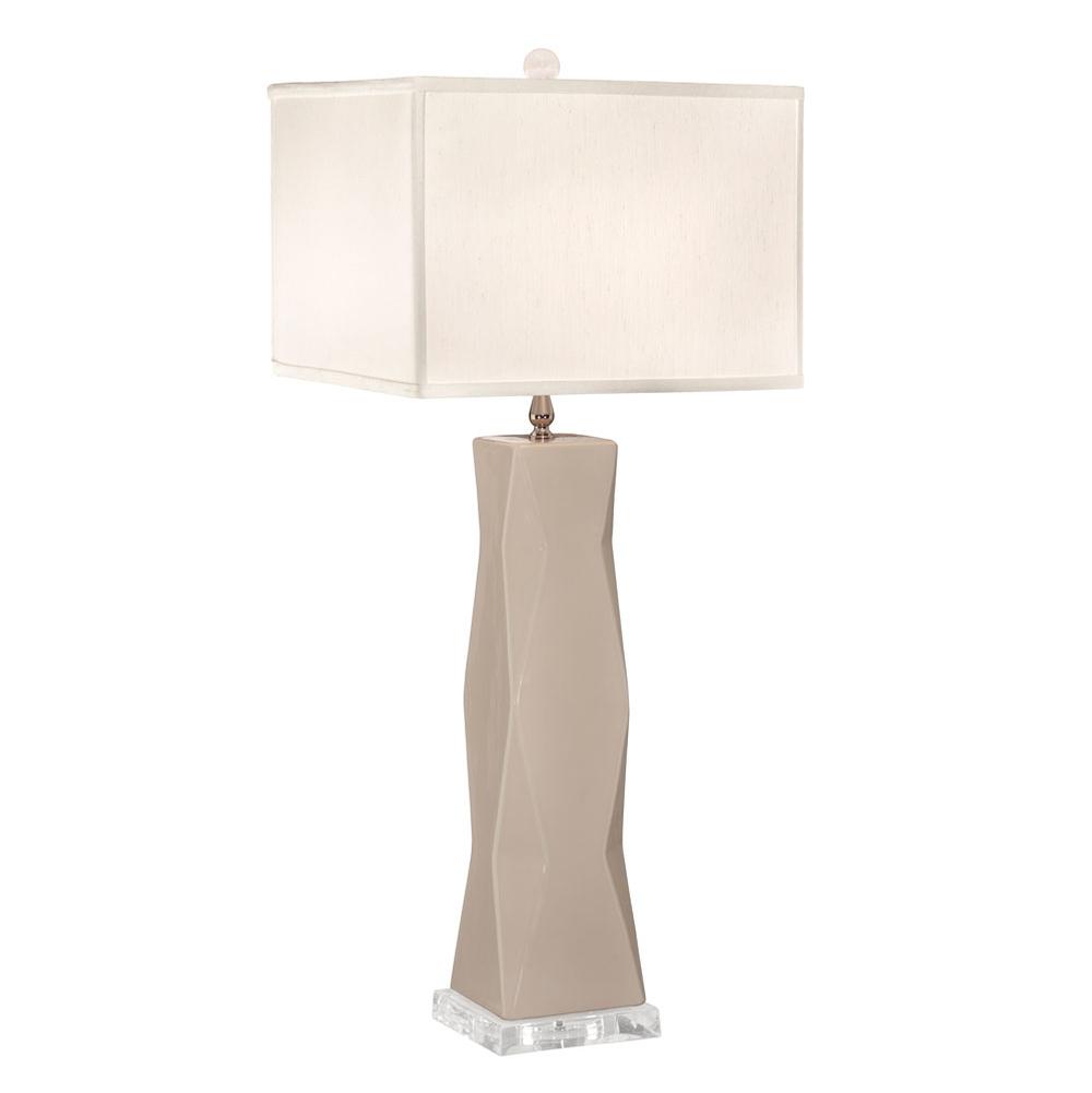 Thumprints Geo - Ivory - Off White Square Shade   Table Lamp