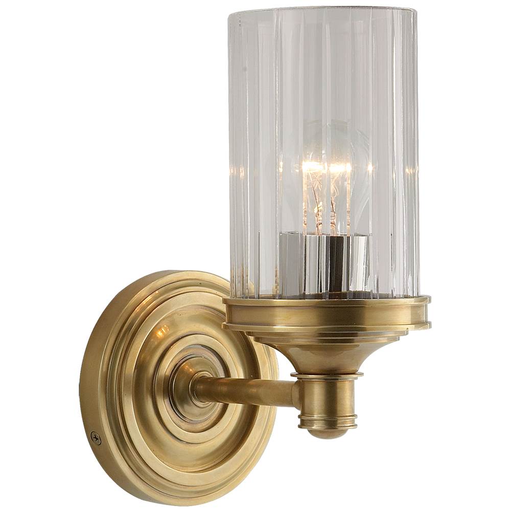 Visual Comfort Signature Collection Ava Single Sconce in Hand-Rubbed Antique Brass with Crystal