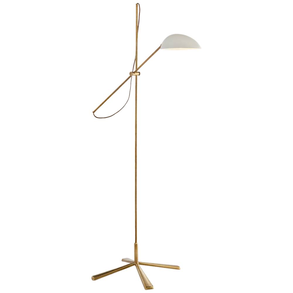Visual Comfort Signature Collection Graphic Floor Lamp in Hand-Rubbed Antique Brass with White