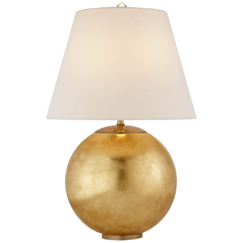 Visual Comfort Signature Collection Morton Table Lamp in Gild with Linen Shade