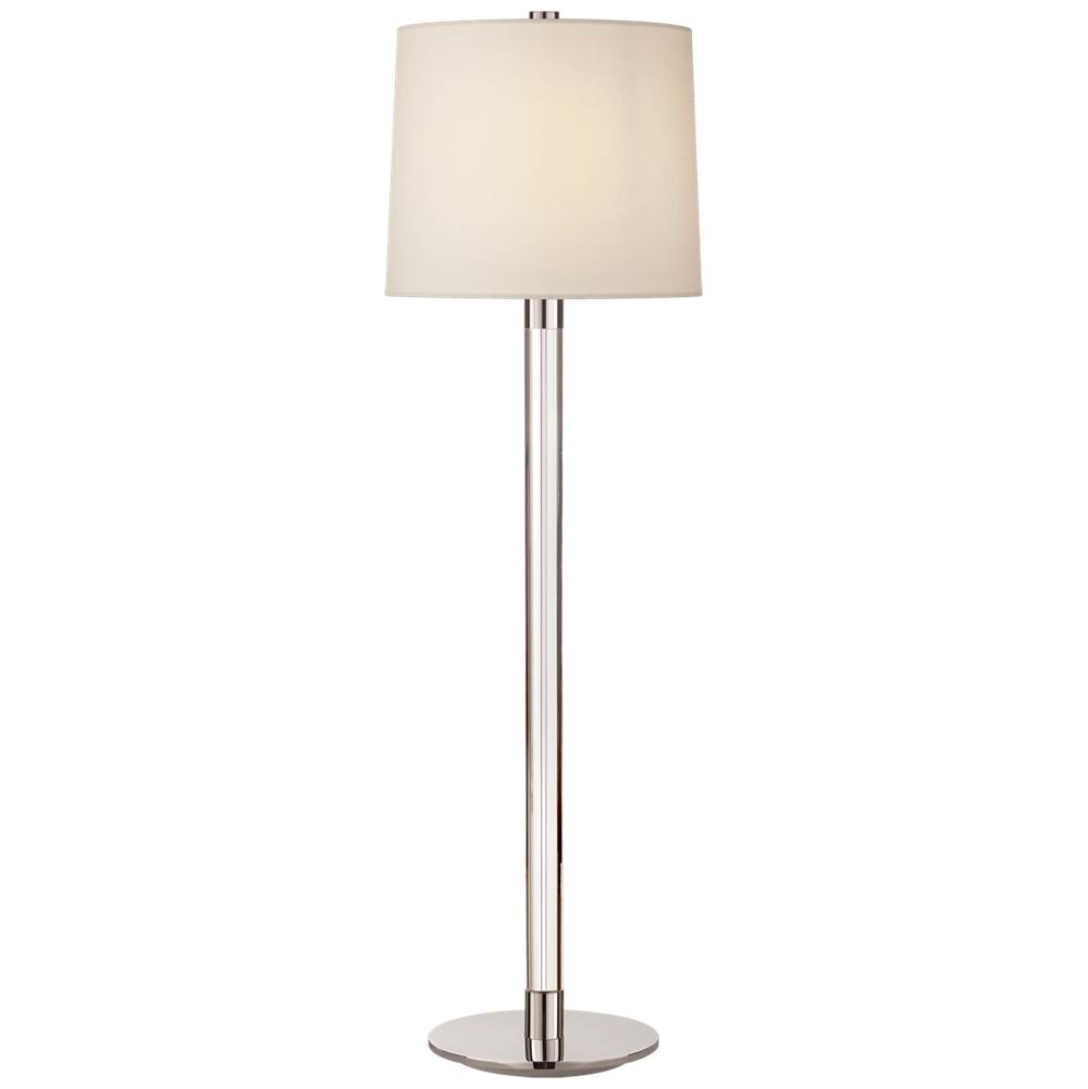 Visual Comfort Signature Collection Riga Buffet Lamp in Crystal and Polished Nickel with Linen Shade