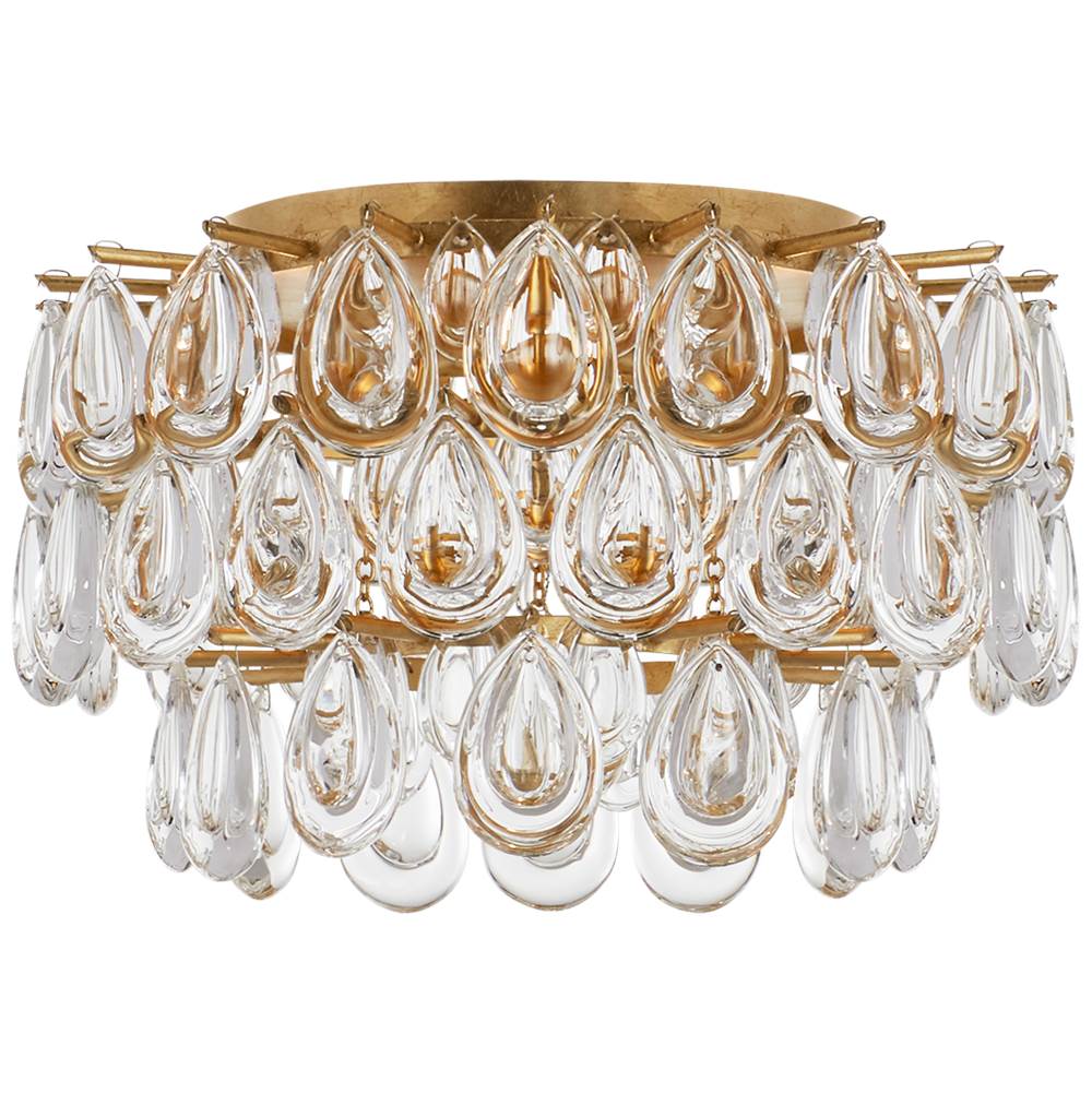 Visual Comfort Signature Collection Liscia Small Flush Mount in Gild with Crystal