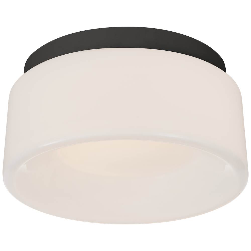 Visual Comfort Signature Collection Halo 5.5'' Solitaire Flush Mount in Matte Black with White Glass