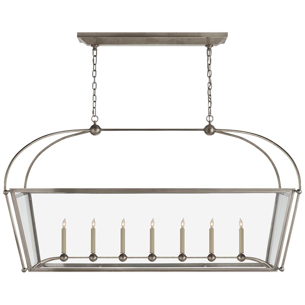 Visual Comfort Signature Collection Riverside Large Linear Pendant in Antique Nickel with Clear Glass