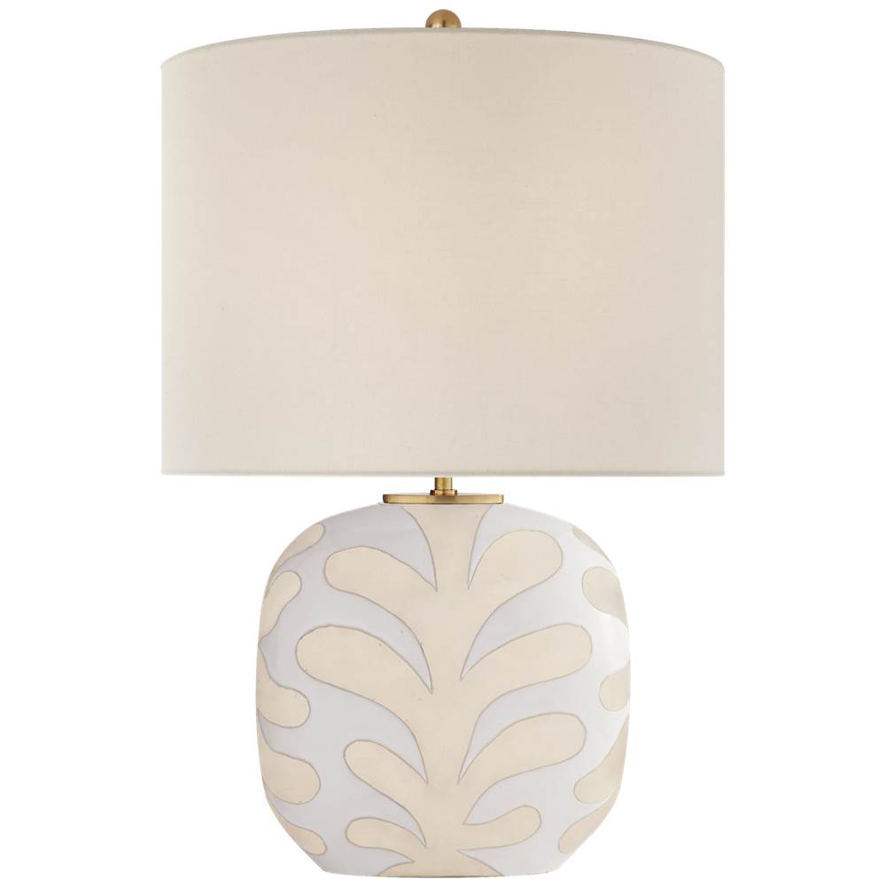 Visual Comfort Signature Collection Parkwood Medium Table Lamp in Natural Bisque and New White with Linen Shade