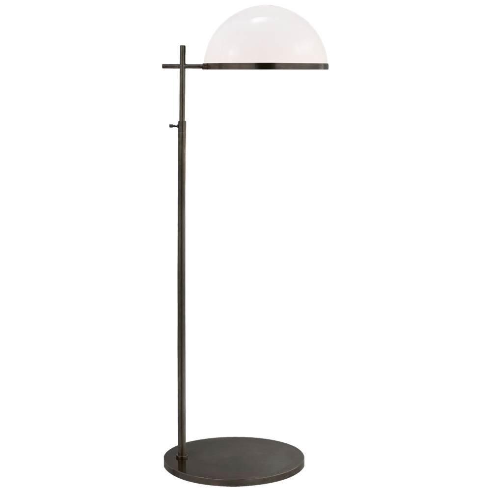Visual Comfort Signature Collection Dulcet Medium Pharmacy Floor Lamp in Bronze with White Glass