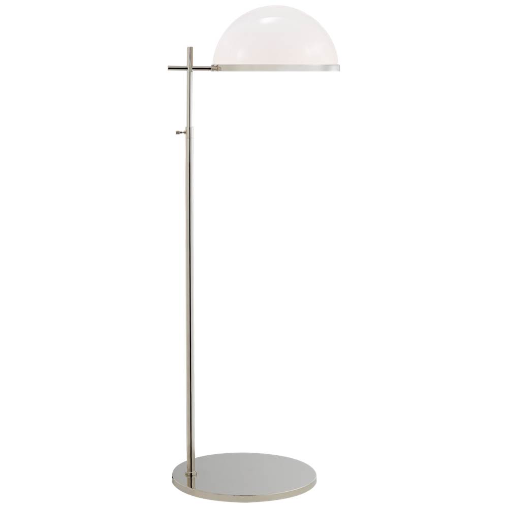 Visual Comfort Signature Collection Dulcet Medium Pharmacy Floor Lamp in Polished Nickel with White Glass