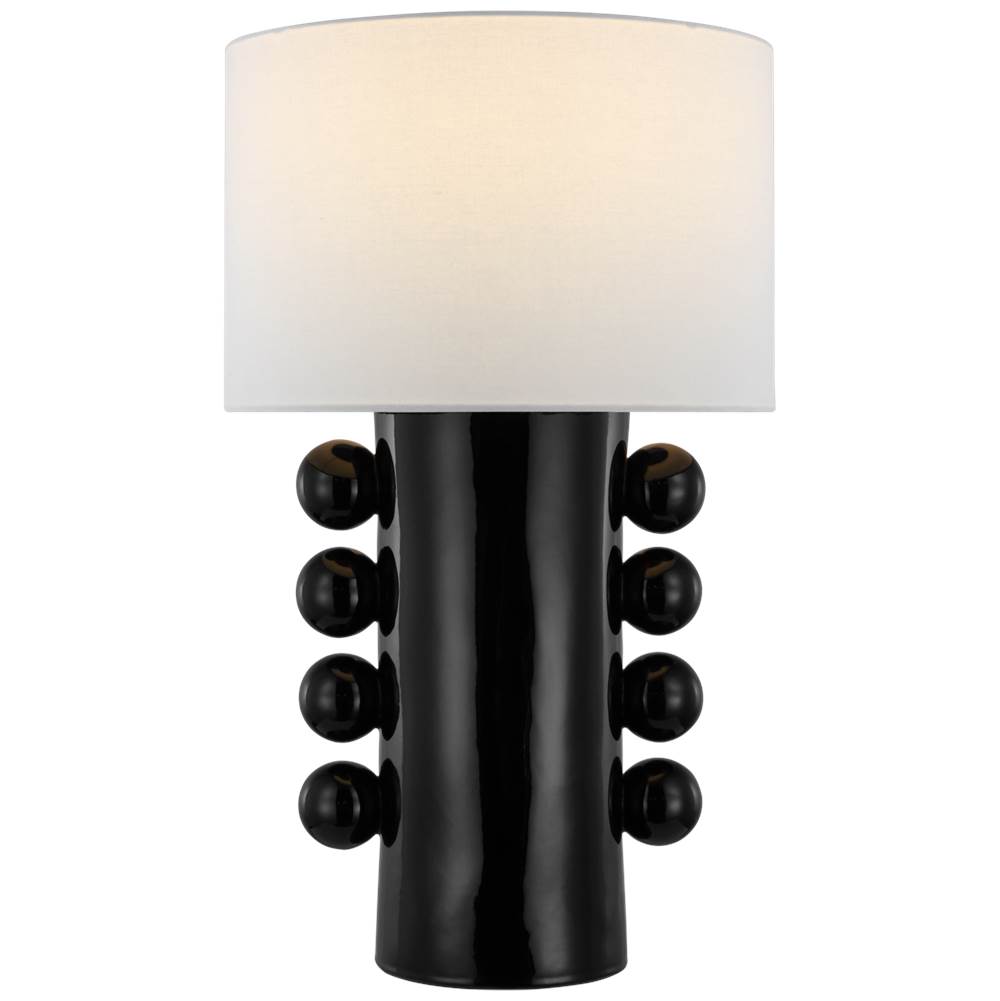 Visual Comfort Signature Collection Tiglia Tall Table Lamp in Black with Linen Shade