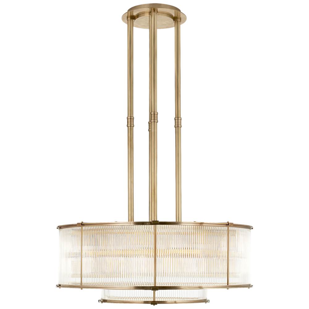 Visual Comfort Signature Collection Allen Large Tiered Chandelier in Natural Brass and Glass Rods