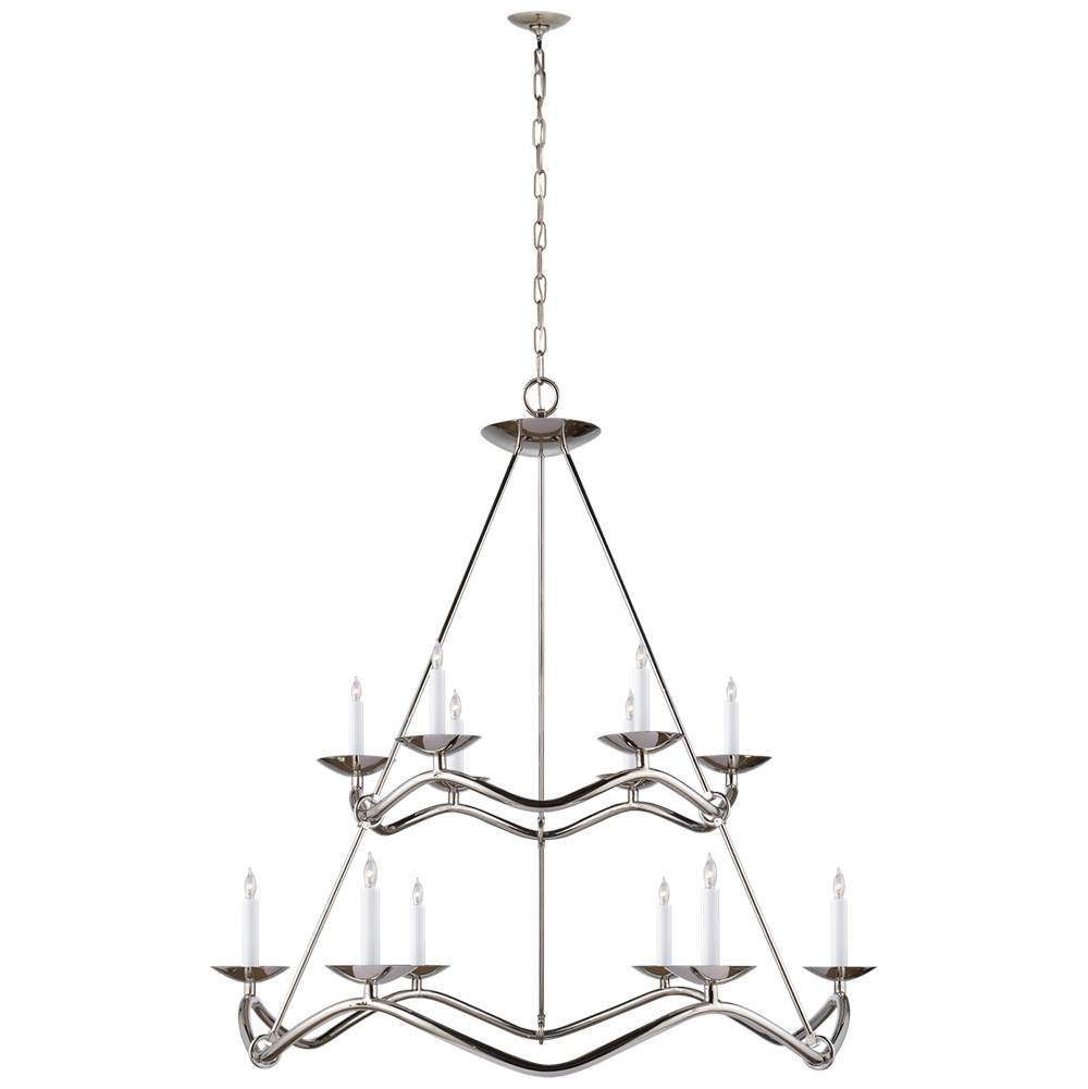 Visual Comfort Signature Collection Choros Two-Tier Chandelier in Polished Nickel