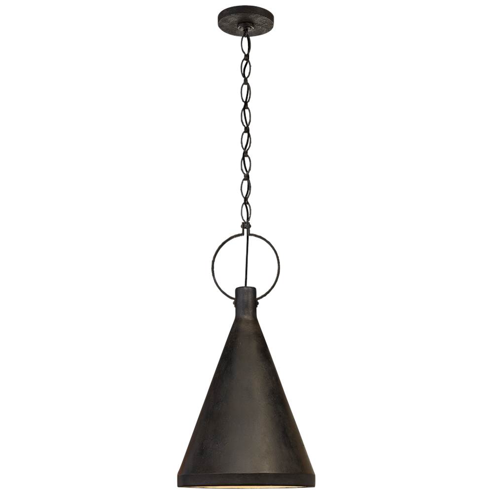 Visual Comfort Signature Collection Limoges Medium Tall Pendant in Natural Rust with Aged Iron Shade