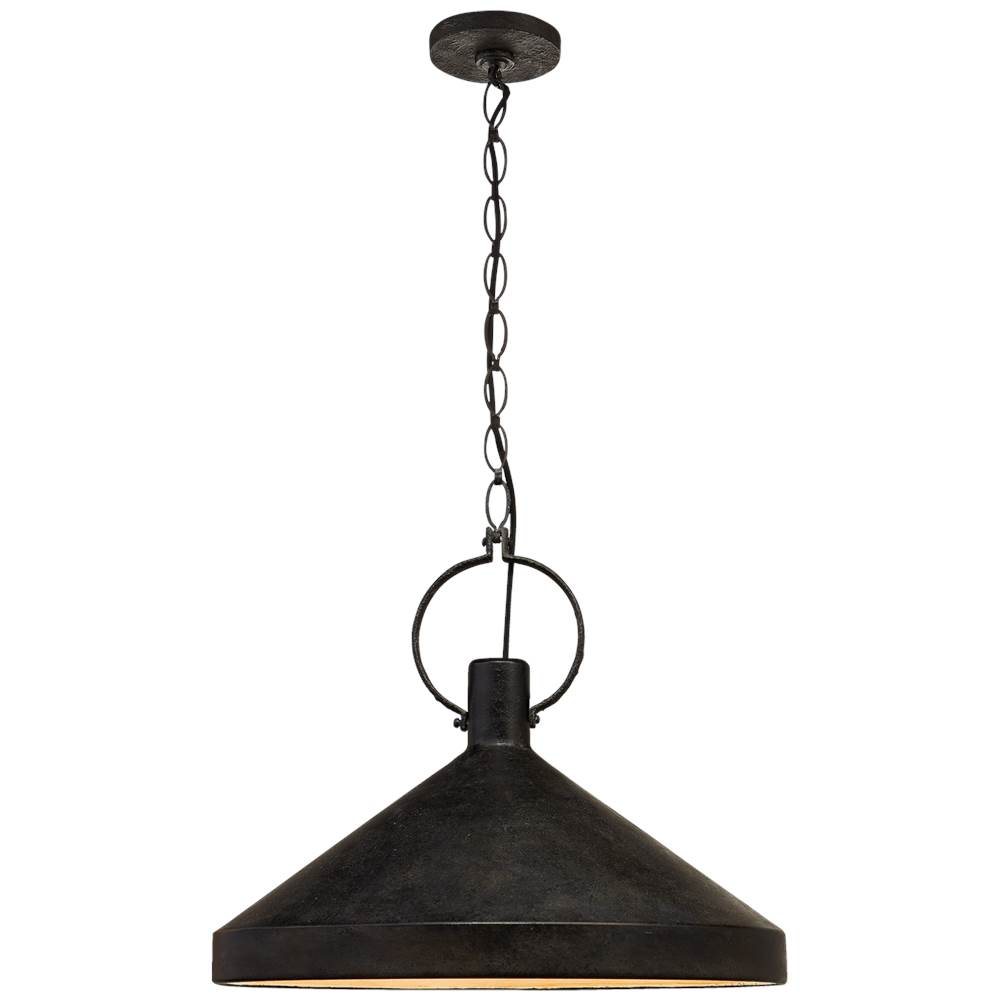 Visual Comfort Signature Collection Limoges Grande Pendant in Natural Rust with Aged Iron Shade