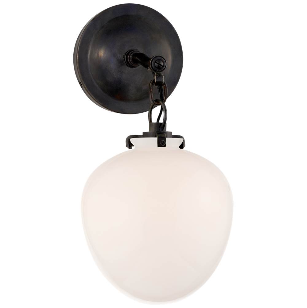 Visual Comfort Signature Collection Katie Small Acorn Sconce in Bronze with White Glass