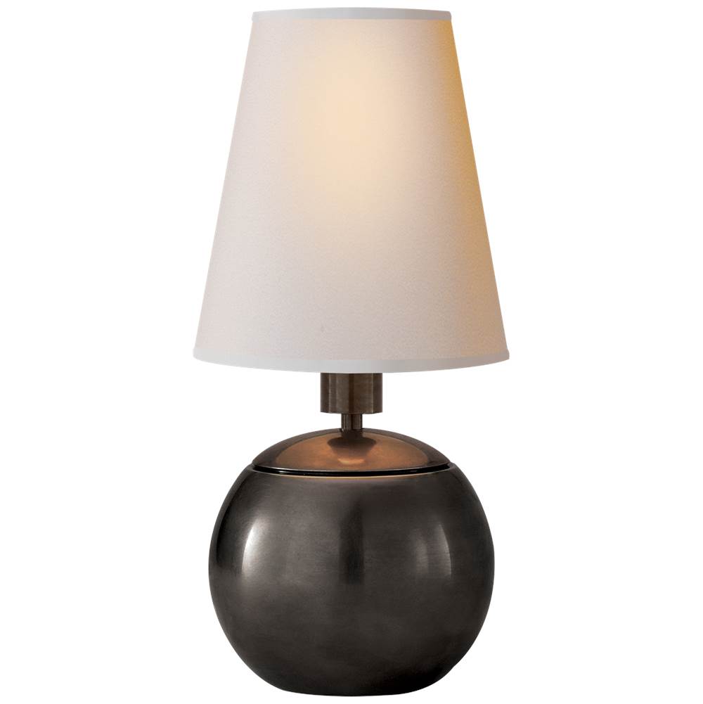 Visual Comfort Signature Collection Tiny Terri Round Accent Lamp in Bronze with Natural Paper Shade