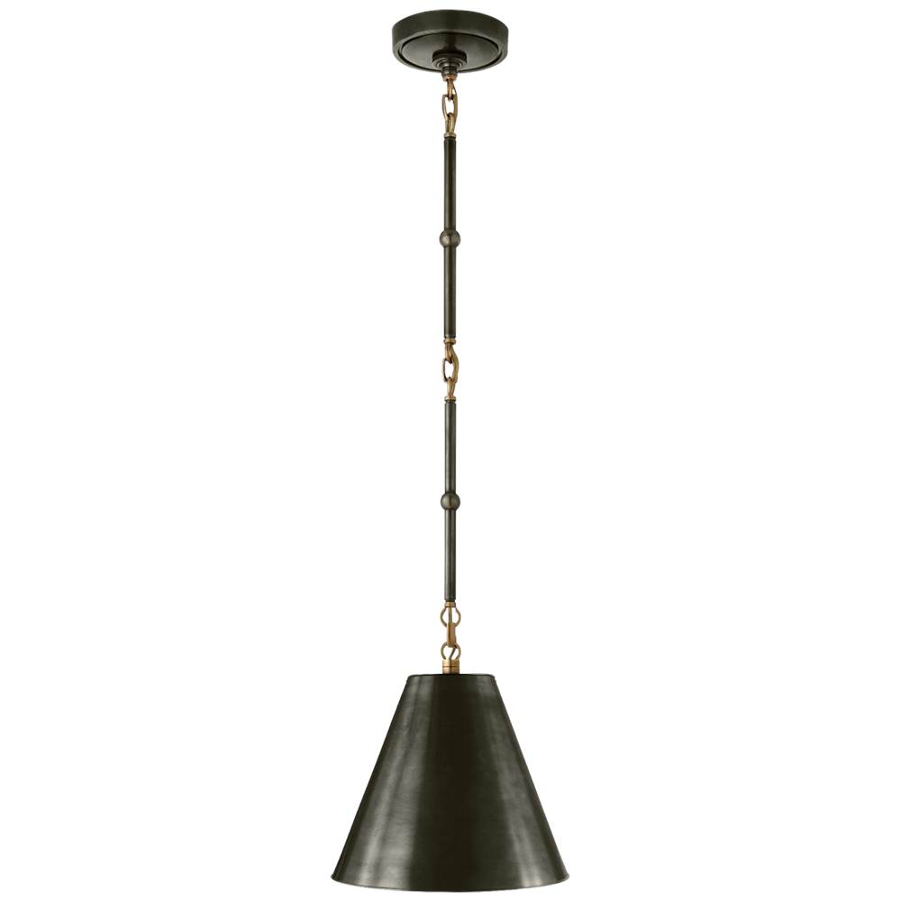 Visual Comfort Signature Collection Goodman Petite Hanging Shade in Bronze and Hand-Rubbed Antique Brass with Bronze Shade