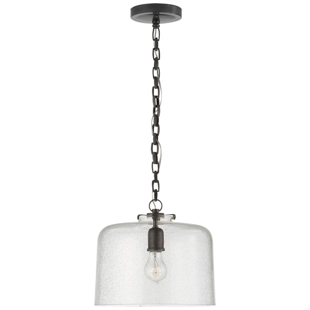 Visual Comfort Signature Collection Katie Dome Pendant in Bronze with Seeded Glass