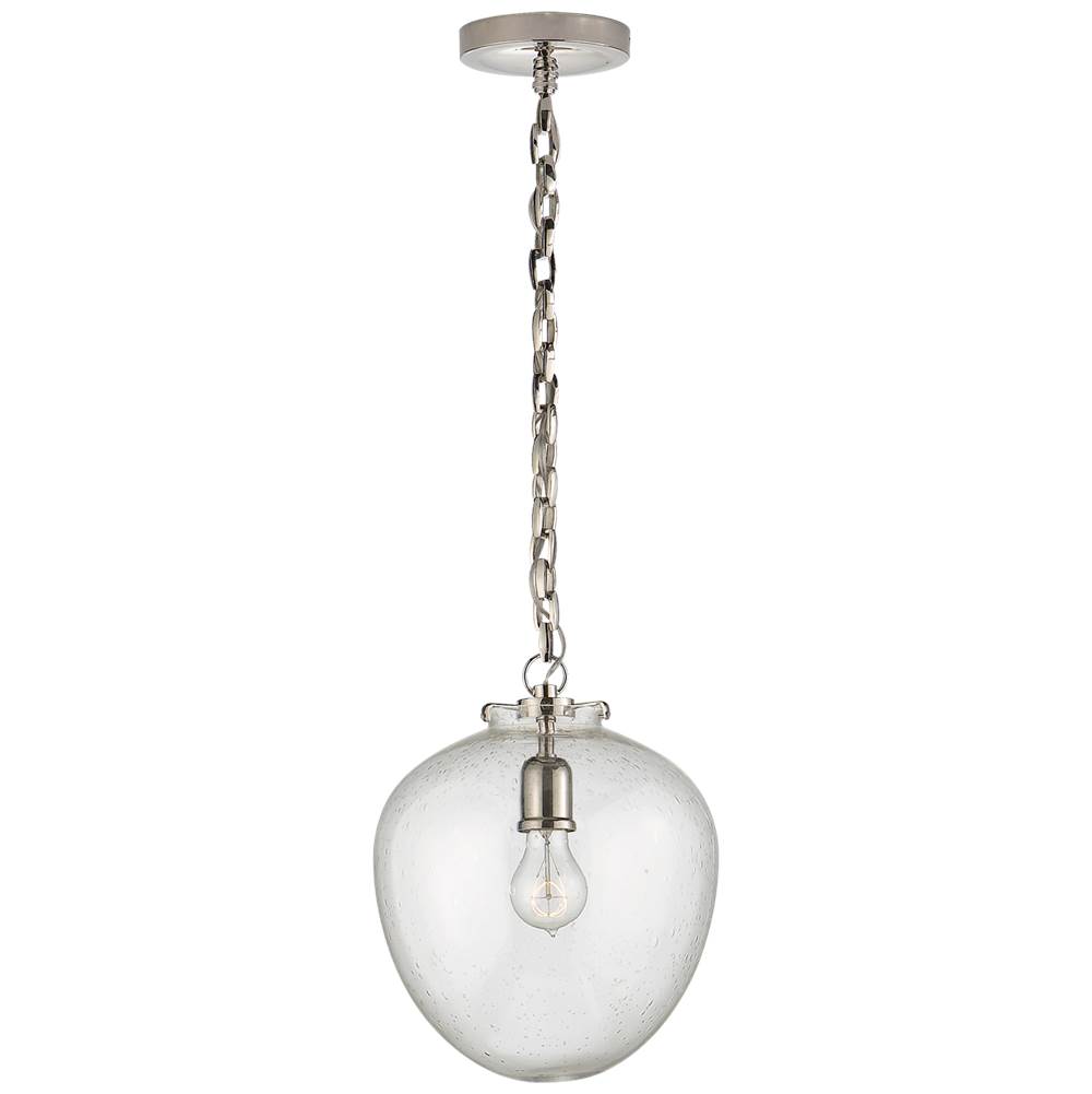 Visual Comfort Signature Collection Katie Acorn Pendant in Polished Nickel with Seeded Glass