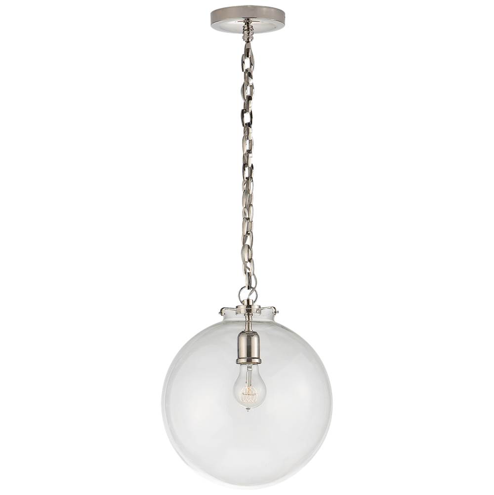 Visual Comfort Signature Collection Katie Globe Pendant in Polished Nickel with Clear Glass