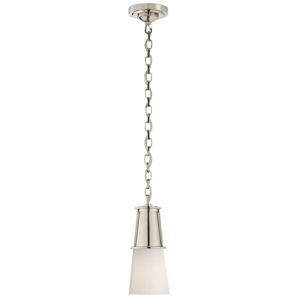 Visual Comfort Signature Collection Robinson Small Pendant in Polished Nickel with White Glass