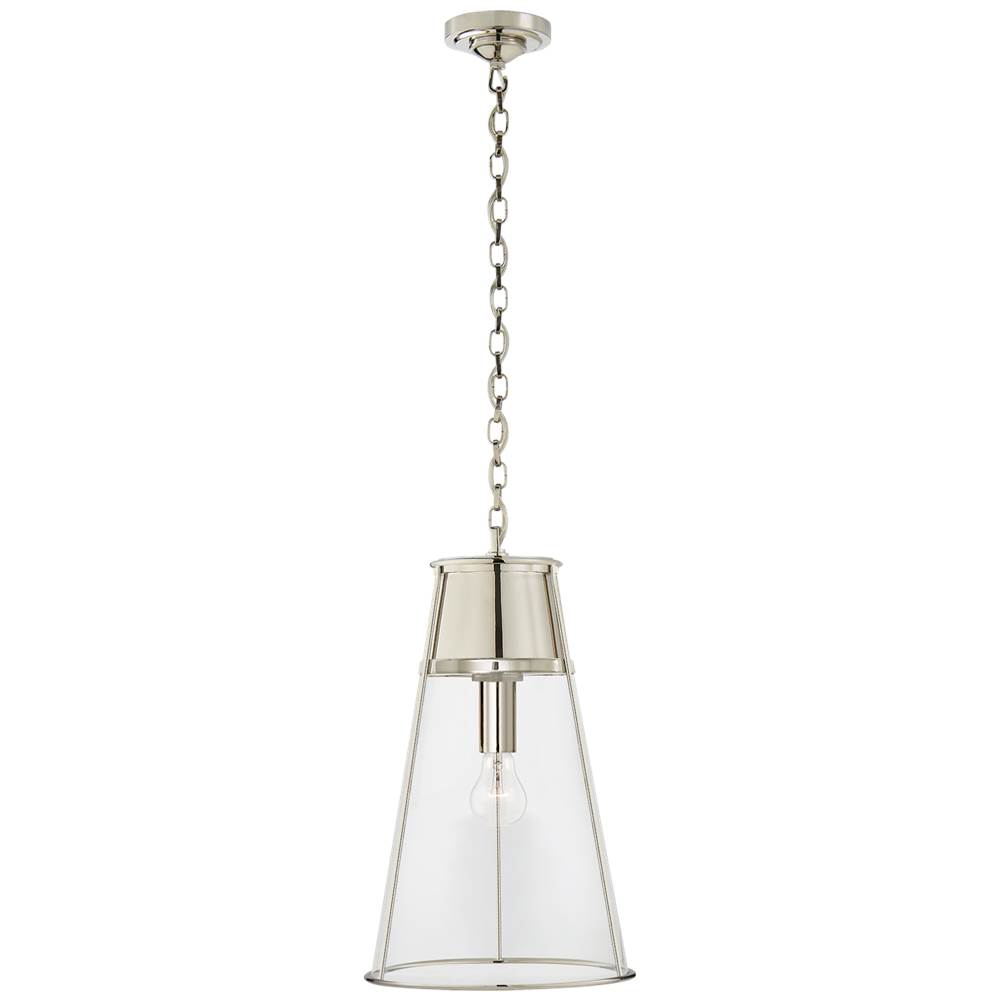 Visual Comfort Signature Collection Robinson Large Pendant in Polished Nickel with Clear Glass